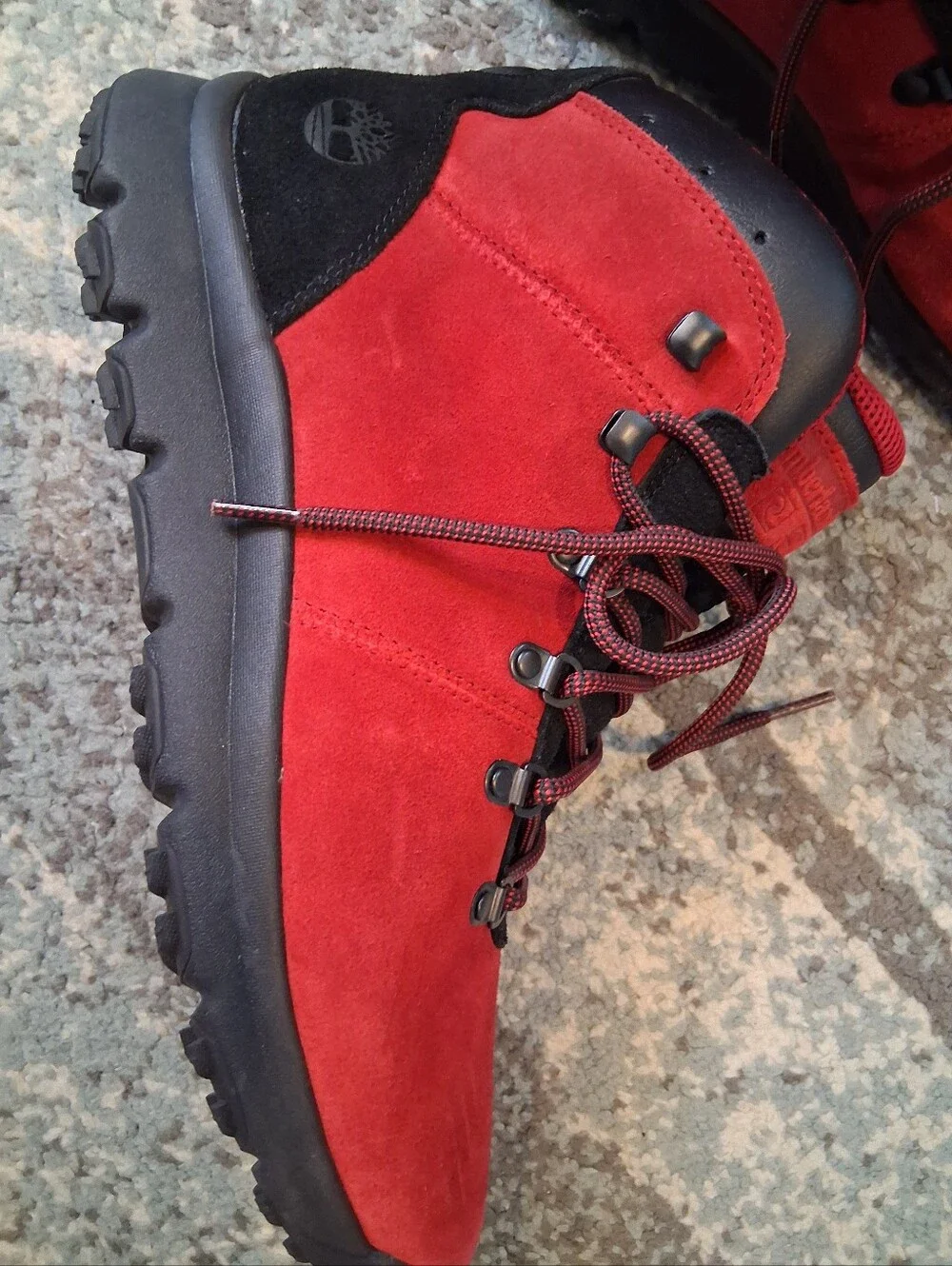 Timberland Men’s Red and Black Suede World Hiker Mid Boots